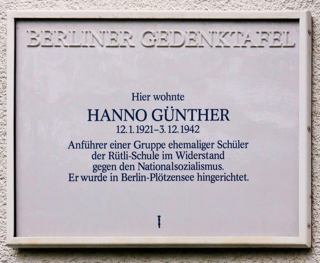 Gedenktafel für Hanno Günther in Berlin-Britz