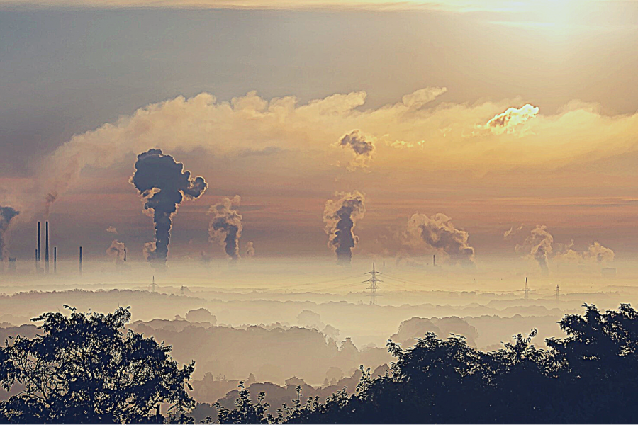 Industrie, Sonnenaufgang, Nebel