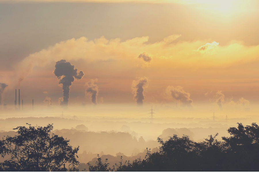 Industrie, Sonnenaufgang, Nebel