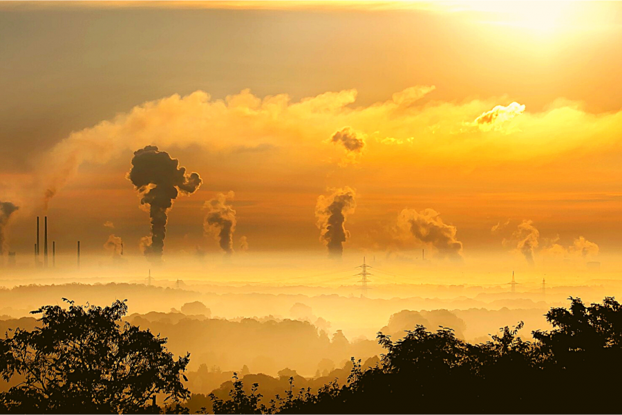Industrie, Sonnenaufgang, Nebel