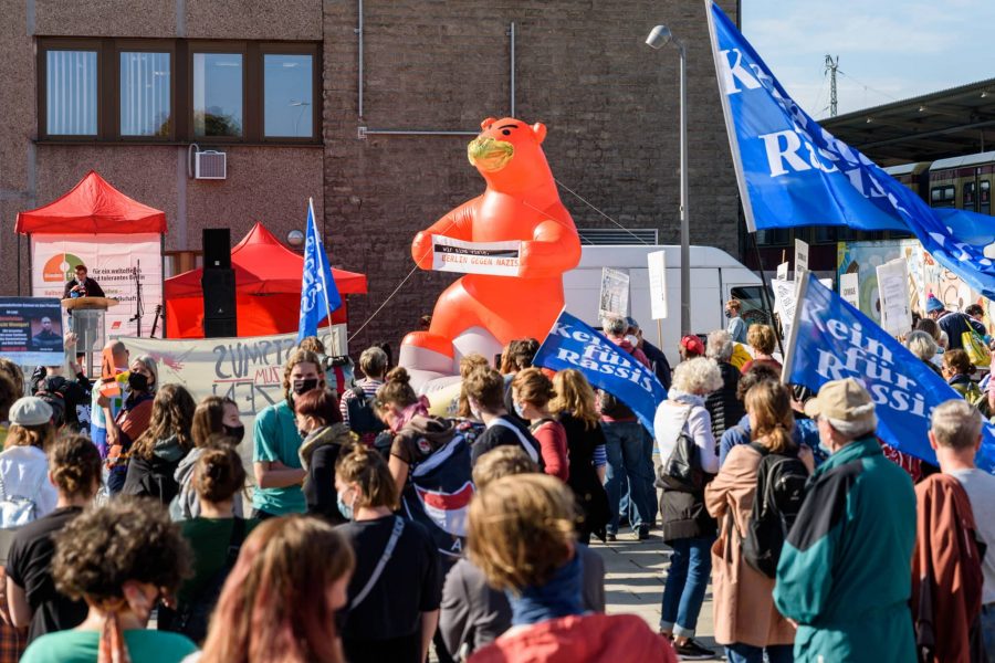 Protest gegen eines Neonazi-Aufmarsch im Herbst 2020