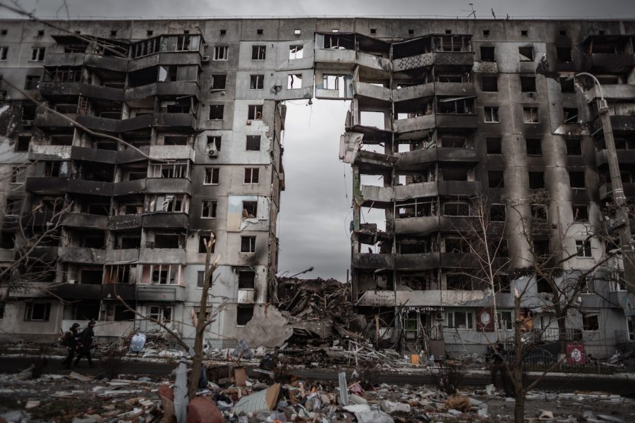 Zerstörtes Gebäude in der ukrainischen Hauptstadt Kiew.