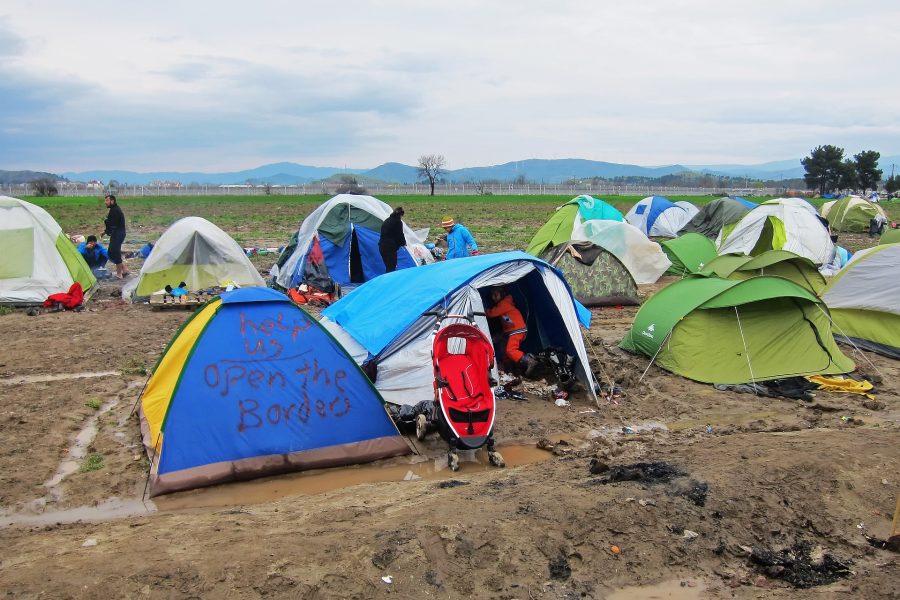 Zeltlager geflüchteter Menschen in Idomeni, Griechenland, an der Grenze zu Mazedonien.